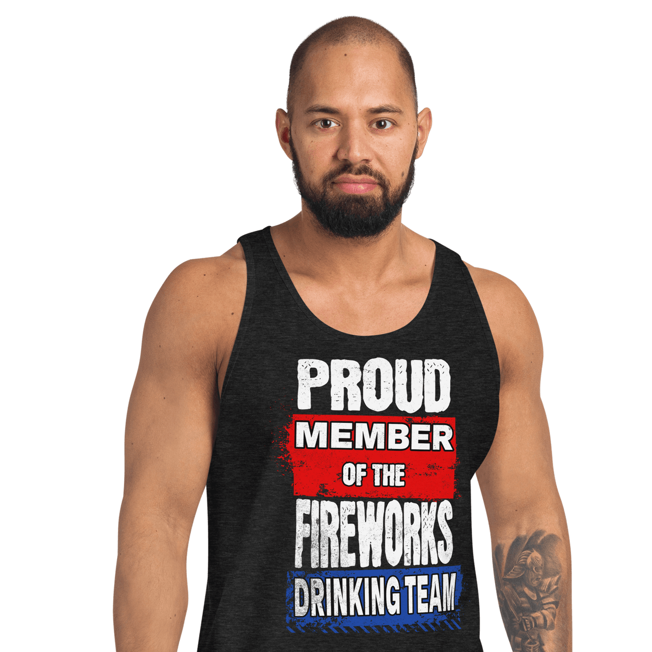 Join the Fireworks Drinking Team with this high-quality, soft tank top made from 100% combed and ringspun cotton. Perfect for a timeless and classic look.