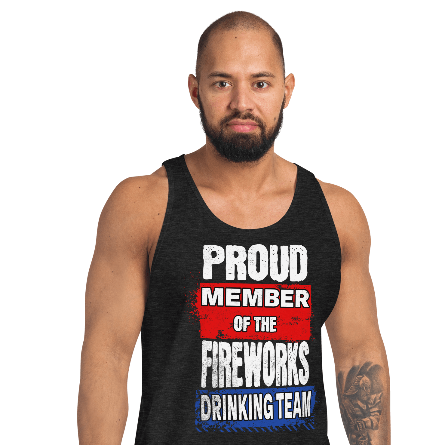 Join the Fireworks Drinking Team with this high-quality, soft tank top made from 100% combed and ringspun cotton. Perfect for a timeless and classic look.