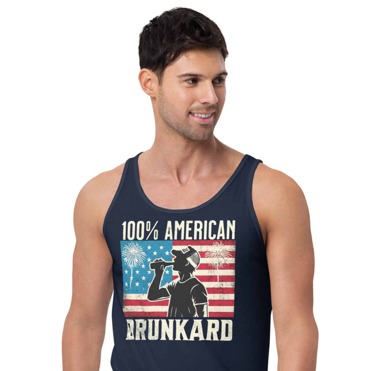 100% American Drunkard Men's 4th of July Tank Top