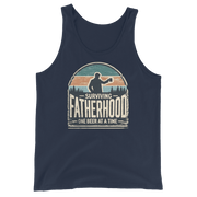 Discover the "Surviving Fatherhood One Beer at a Time" tank top. Made from premium combed & ringspun cotton for ultimate comfort. Perfect for dads!