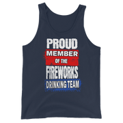 Join the Fireworks Drinking Team with this high-quality, soft tank top made from 100% combed and ringspun cotton. Perfect for a timeless and classic look.