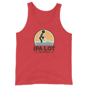 "IPA Lot in Pools" Men's Tank Top: Cool & Comfy Dive into style & laughter with our "IPA Lot in Pools" Men's Tank Top. Perfect combo of humor, beer vibes & comfort for pool days.