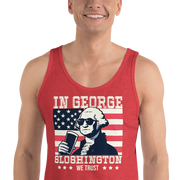 Celebrate 4th of July in style with our George Sloshington tank top. Perfect for BBQs & summer fun, featuring a fun patriotic design.