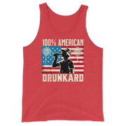 Rock your 4th of July with our '100% American Drunkard' men's tank. Perfect for BBQs or chilling with friends in patriotic style. Get yours now!