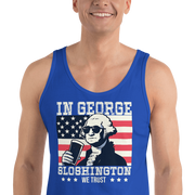 Celebrate 4th of July in style with our George Sloshington tank top. Perfect for BBQs & summer fun, featuring a fun patriotic design.