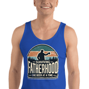 Discover the "Surviving Fatherhood One Beer at a Time" tank top. Made from premium combed & ringspun cotton for ultimate comfort. Perfect for dads!