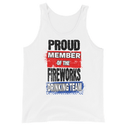 Join the Fireworks Drinking Team with this high-quality, soft tank top made from 100% combed and ringspun cotton. Perfect for a timeless and classic look.