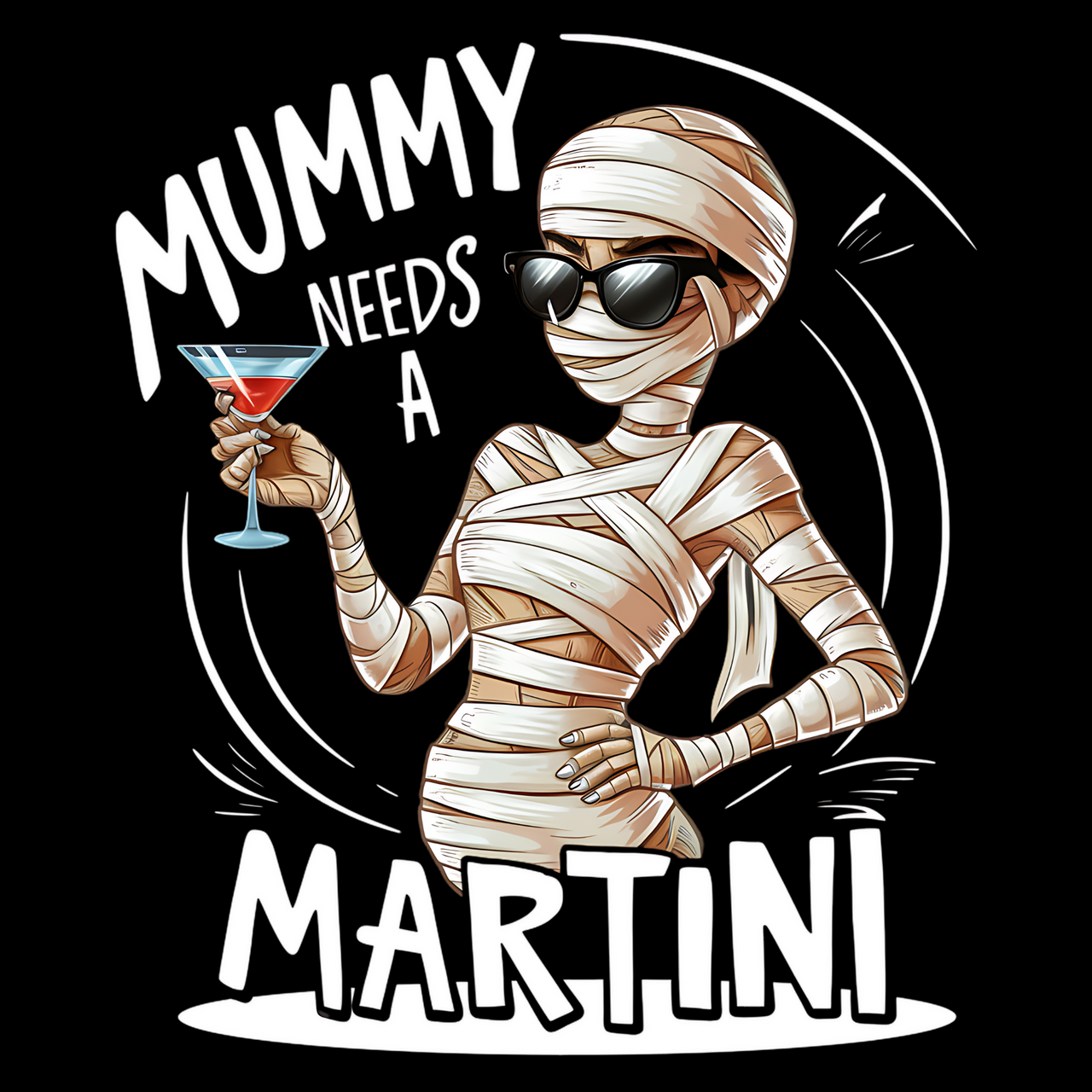 Mummy Needs a Martini Funny Halloween Tee