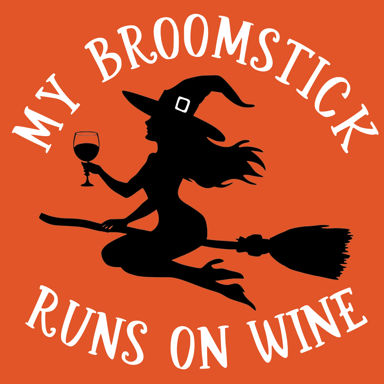 My Broomstick Runs on Wine Funny Halloween Tee