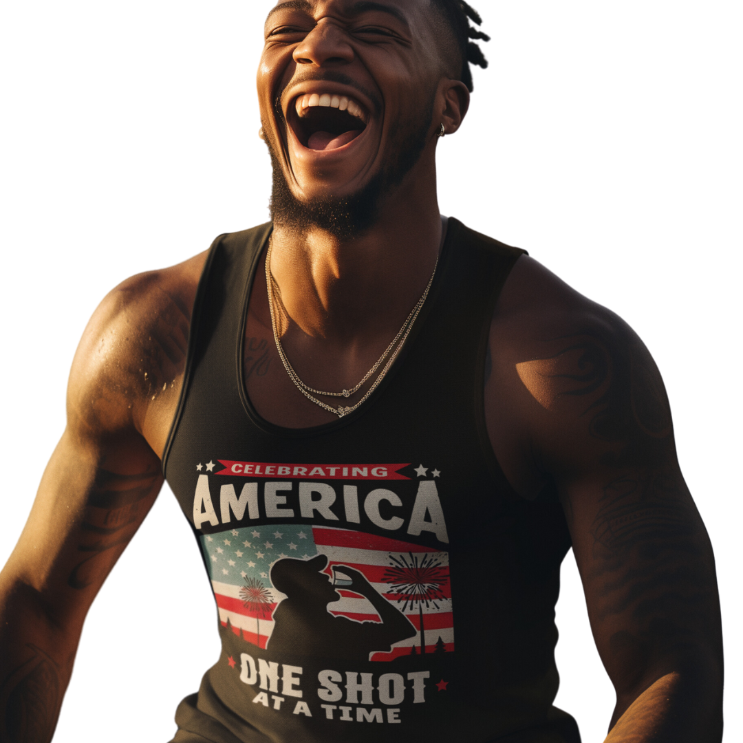 Celebrating America One Shot at a Time 4th of July Tank Top