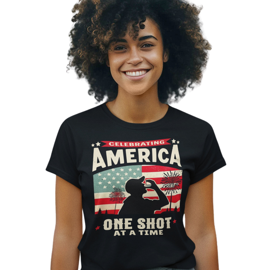 Celebrating America One Shot at a Time 4th of July Tee