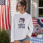 4th of July lightweight hoodie with retro patriotic woman graphic