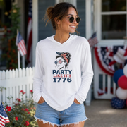 4th of July lightweight hoodie with retro patriotic woman graphic
