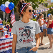 4th of July shirt featuring red white and blue boozie design