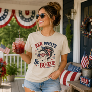 4th of July shirt featuring red white and blue boozie design