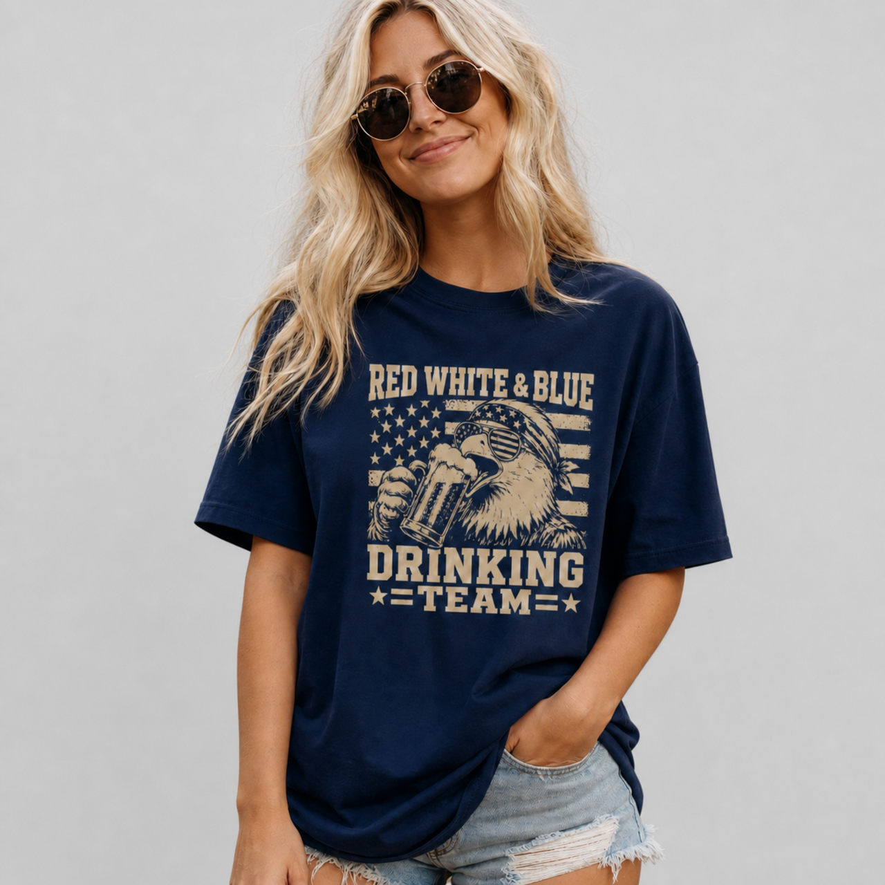 Red White & Blue Drinking Team Patriotic T-Shirt