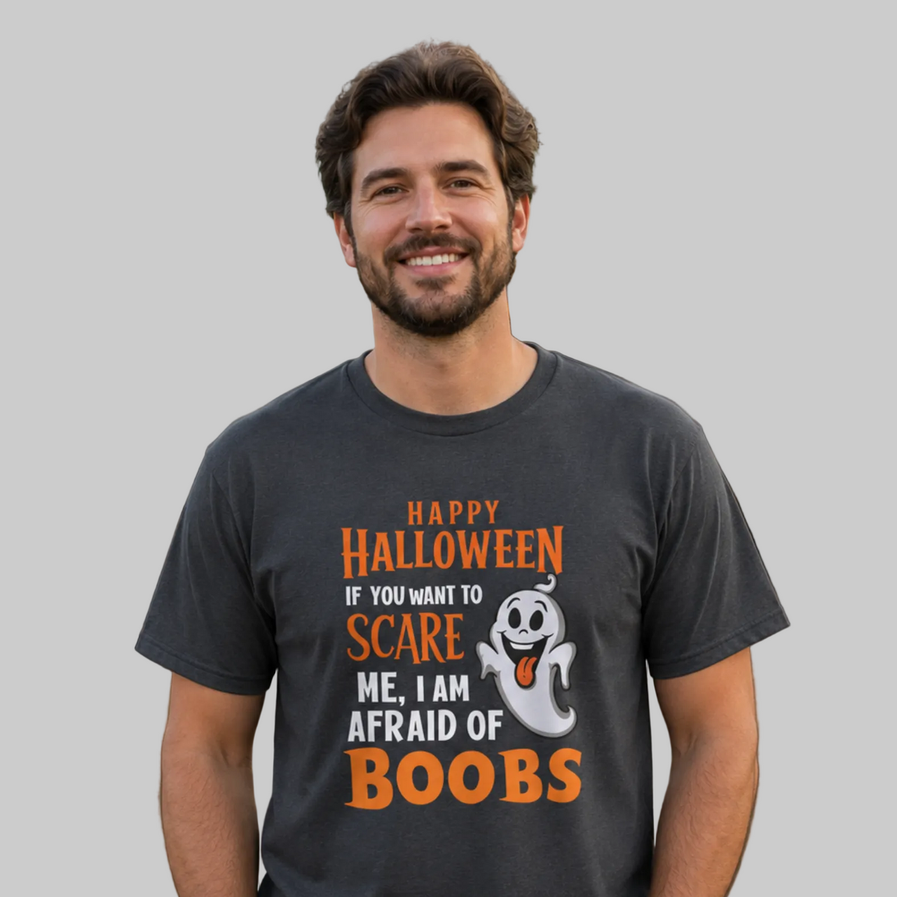 Afraid of Boobs Funny Halloween Ghost T-Shirt