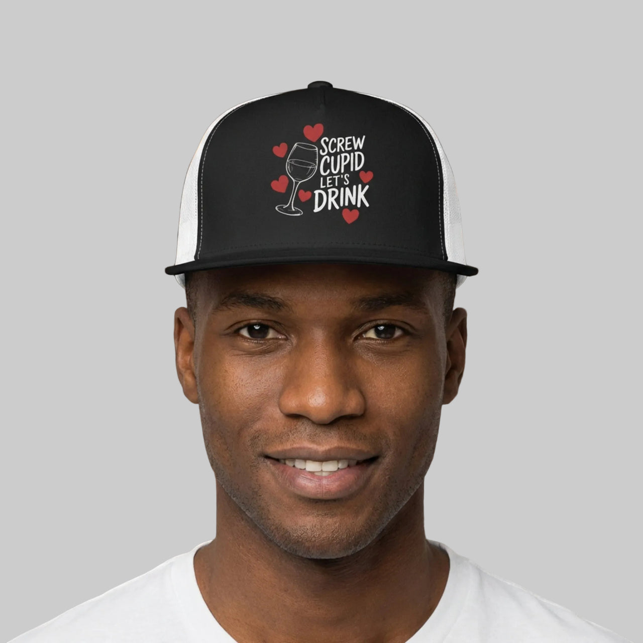 Screw Cupid Let's Drink - Funny Anti-Valentine's Day Trucker Hat - Classic Snapback Cap