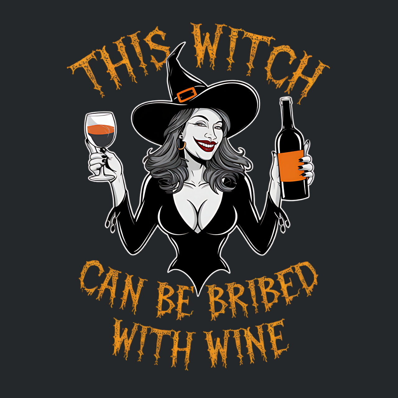 This Witch Can Be Bribed With Wine Funny Halloween Tee