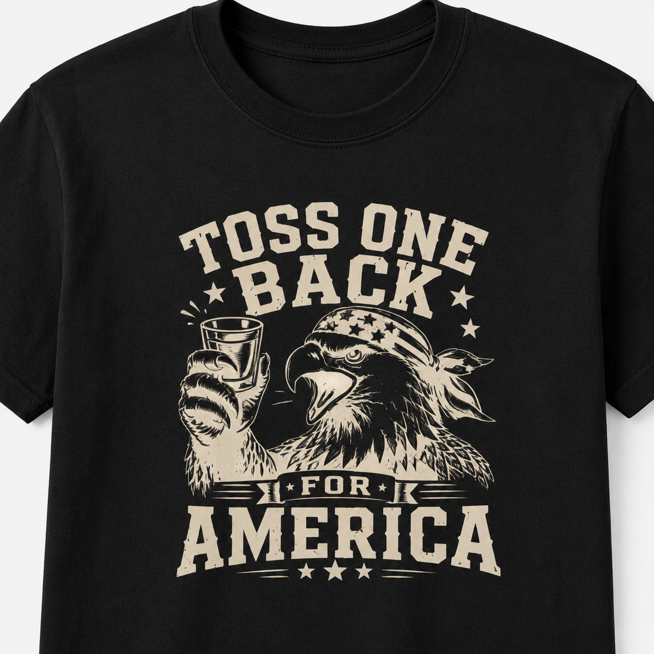 Toss One Back For America Patriotic Eagle Drinking Tee