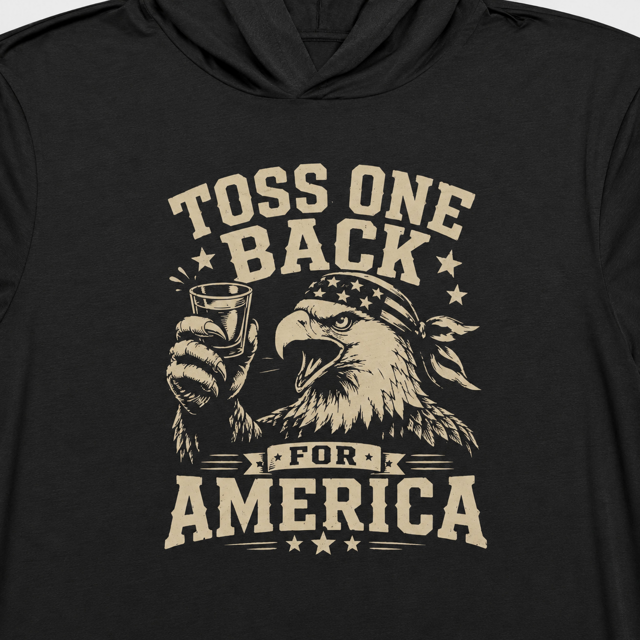 Toss One Back For America Patriotic Eagle Lightweight Hoodie