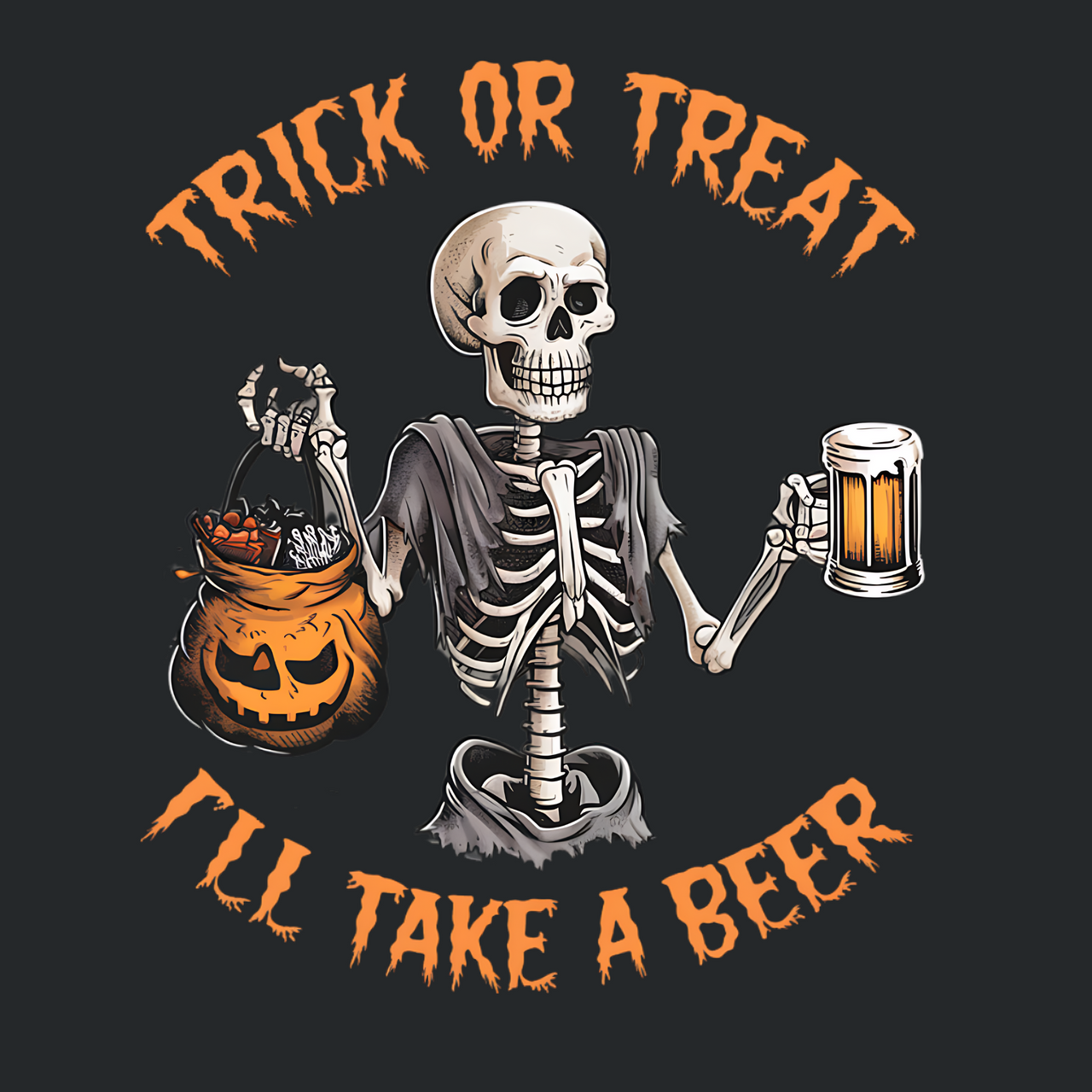 Trick or Treat I'll Take a Beer Funny Halloween Tee