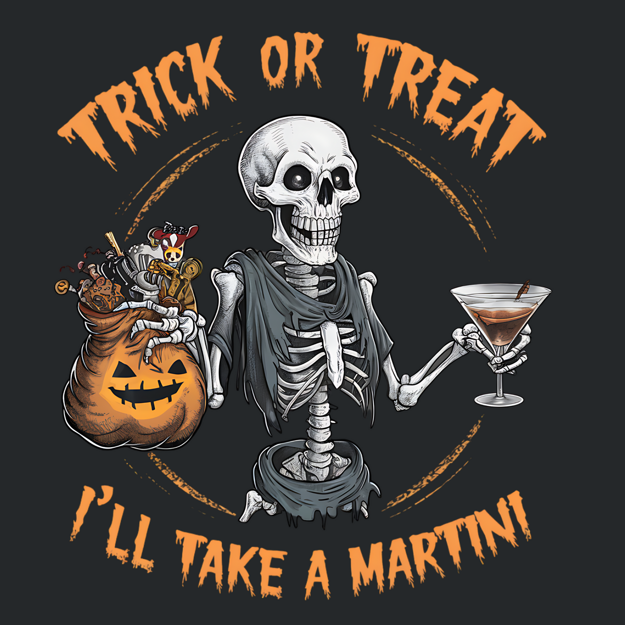Trick or Treat I'll Take a Martini Funny Halloween Tee