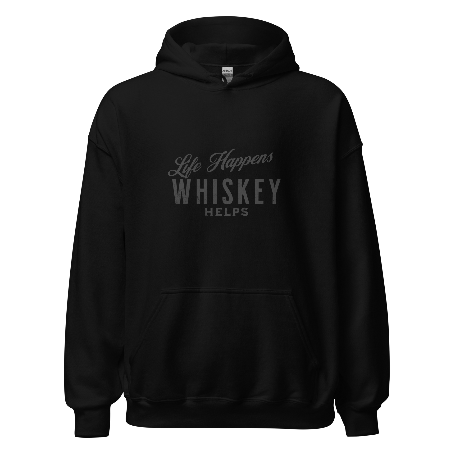 "Life Happens Whiskey Helps Hoodie: Stay Cozy & Stylish" DRINKING,HOODIE,MENS,New,UNISEX,WHISKEY,WOMENS Dayzzed Apparel