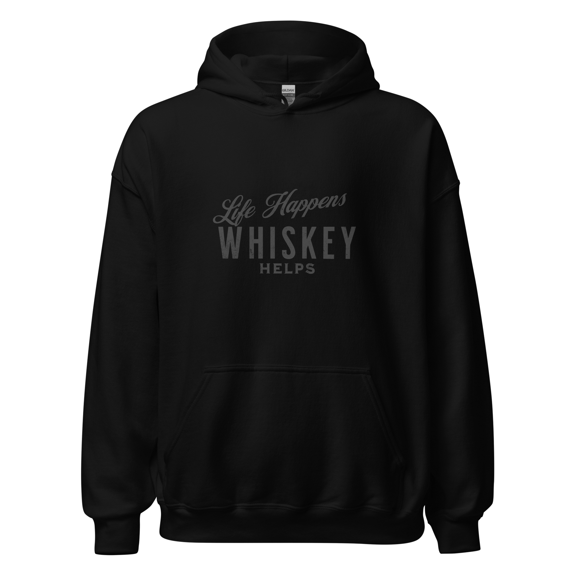 "Life Happens Whiskey Helps Hoodie: Stay Cozy & Stylish" DRINKING,HOODIE,MENS,New,UNISEX,WHISKEY,WOMENS Dayzzed Apparel