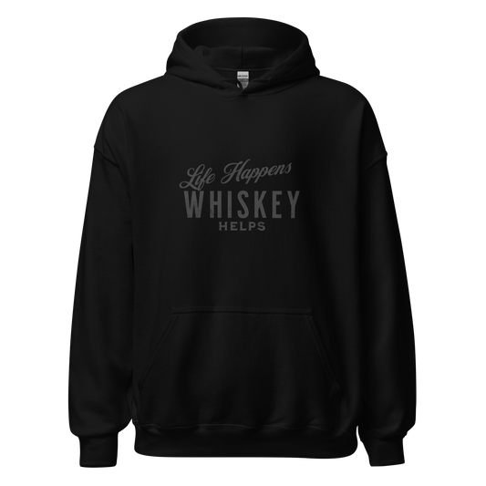 "Life Happens Whiskey Helps Hoodie: Stay Cozy & Stylish" DRINKING,HOODIE,MENS,New,UNISEX,WHISKEY,WOMENS Dayzzed Apparel