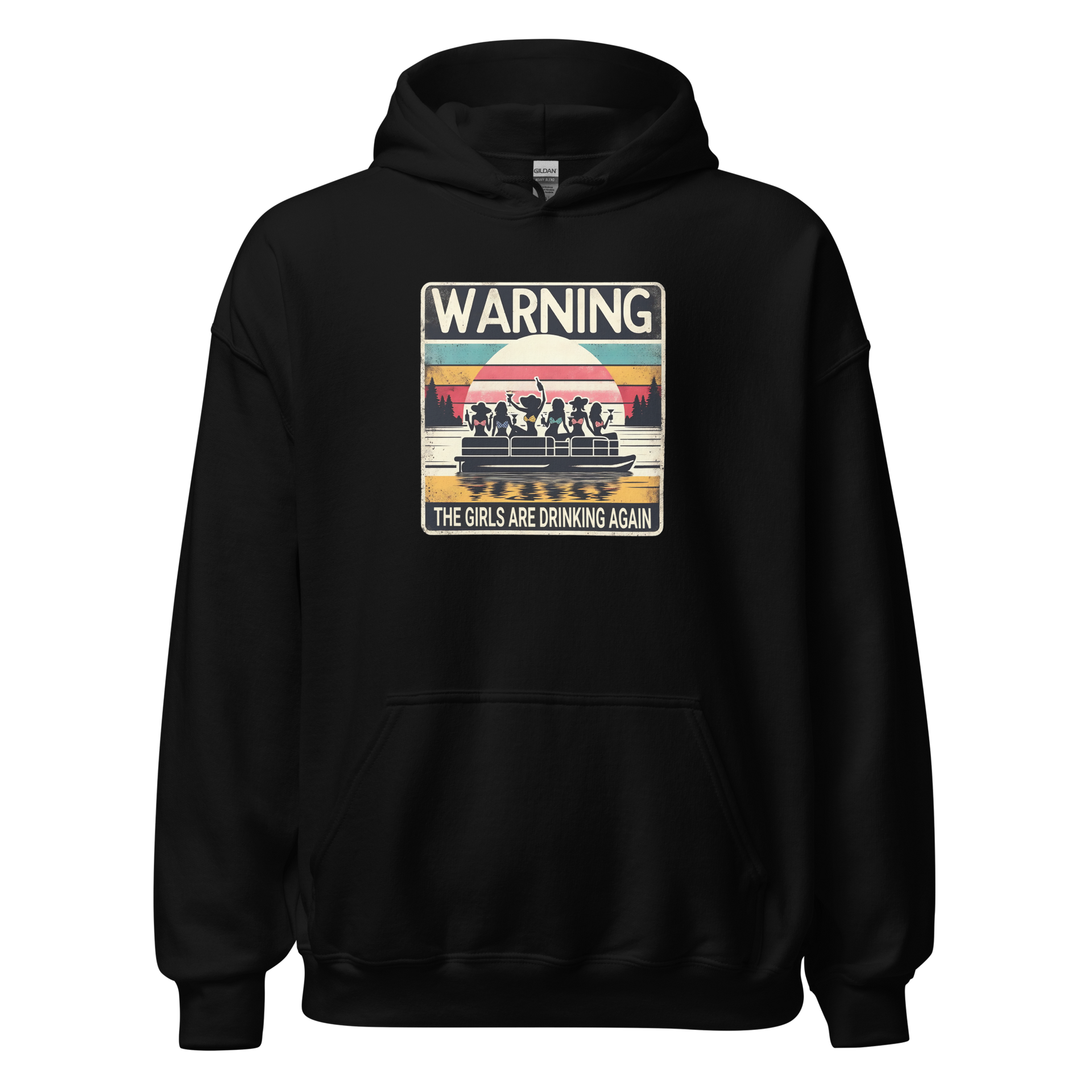 Embrace fun with the "Warning: The Girls Are Drinking Again" hoodie. Perfect for cool lake nights or casual fun. Cozy & stylish with a vibrant design.