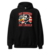 Gear up for the 4th with our Day Drinking Like Abe Lincoln Hoodie. Perfect for celebrations, offering comfort & patriotic flair.