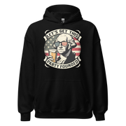 Celebrate Independence Day with our George Washington beer hoodie. Perfect for 4th of July, cool nights, and casual outings. High-quality and patriotic.