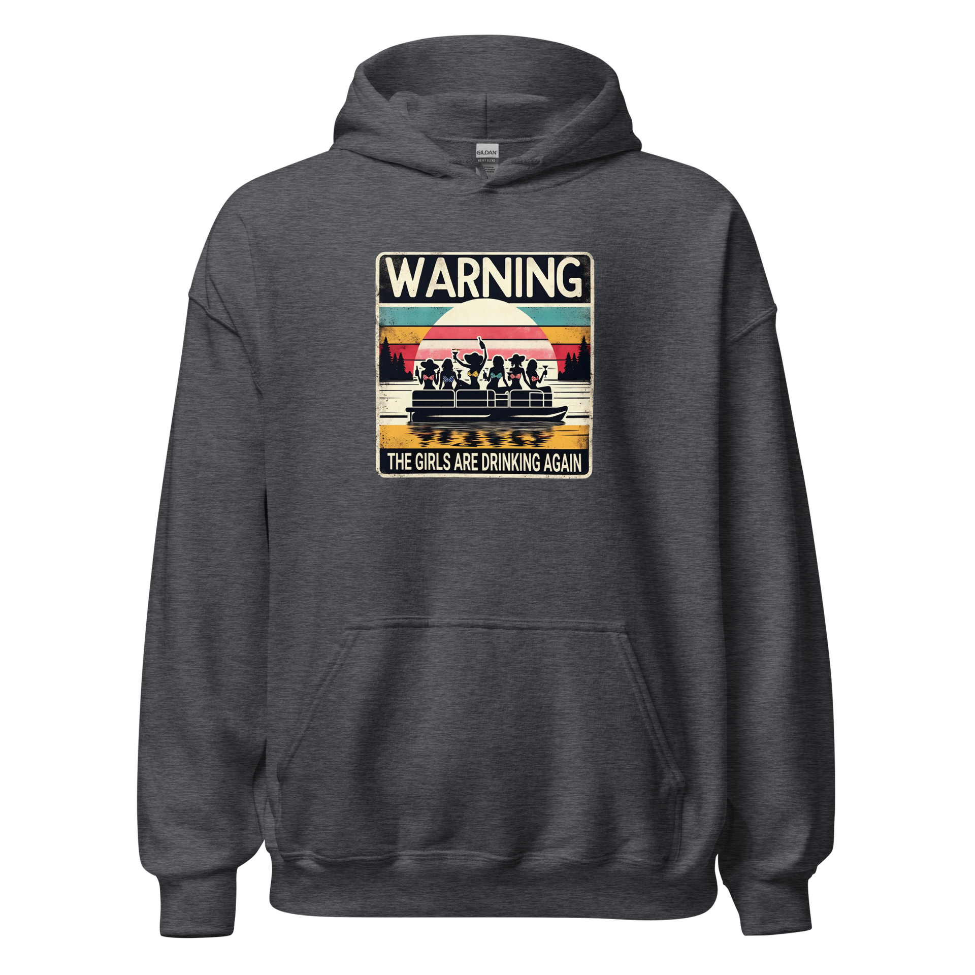 Embrace fun with the "Warning: The Girls Are Drinking Again" hoodie. Perfect for cool lake nights or casual fun. Cozy & stylish with a vibrant design.