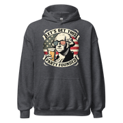 Celebrate Independence Day with our George Washington beer hoodie. Perfect for 4th of July, cool nights, and casual outings. High-quality and patriotic.