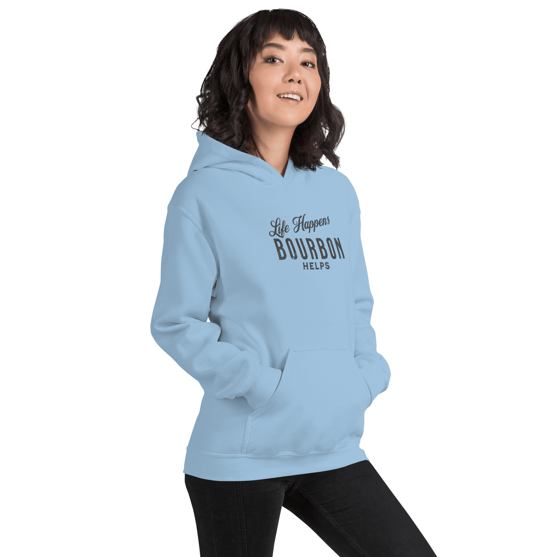 Life Happens Bourbon Helps Hoodie: Cozy & Stylish BOURBON,DRINKING,HOODIE,MENS,New,UNISEX,WOMENS Dayzzed Apparel