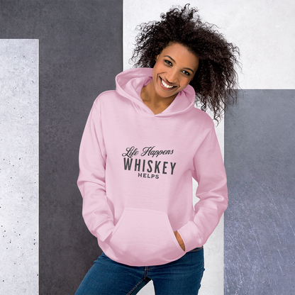 "Life Happens Whiskey Helps Hoodie: Stay Cozy & Stylish" DRINKING,HOODIE,MENS,New,UNISEX,WHISKEY,WOMENS Dayzzed Apparel