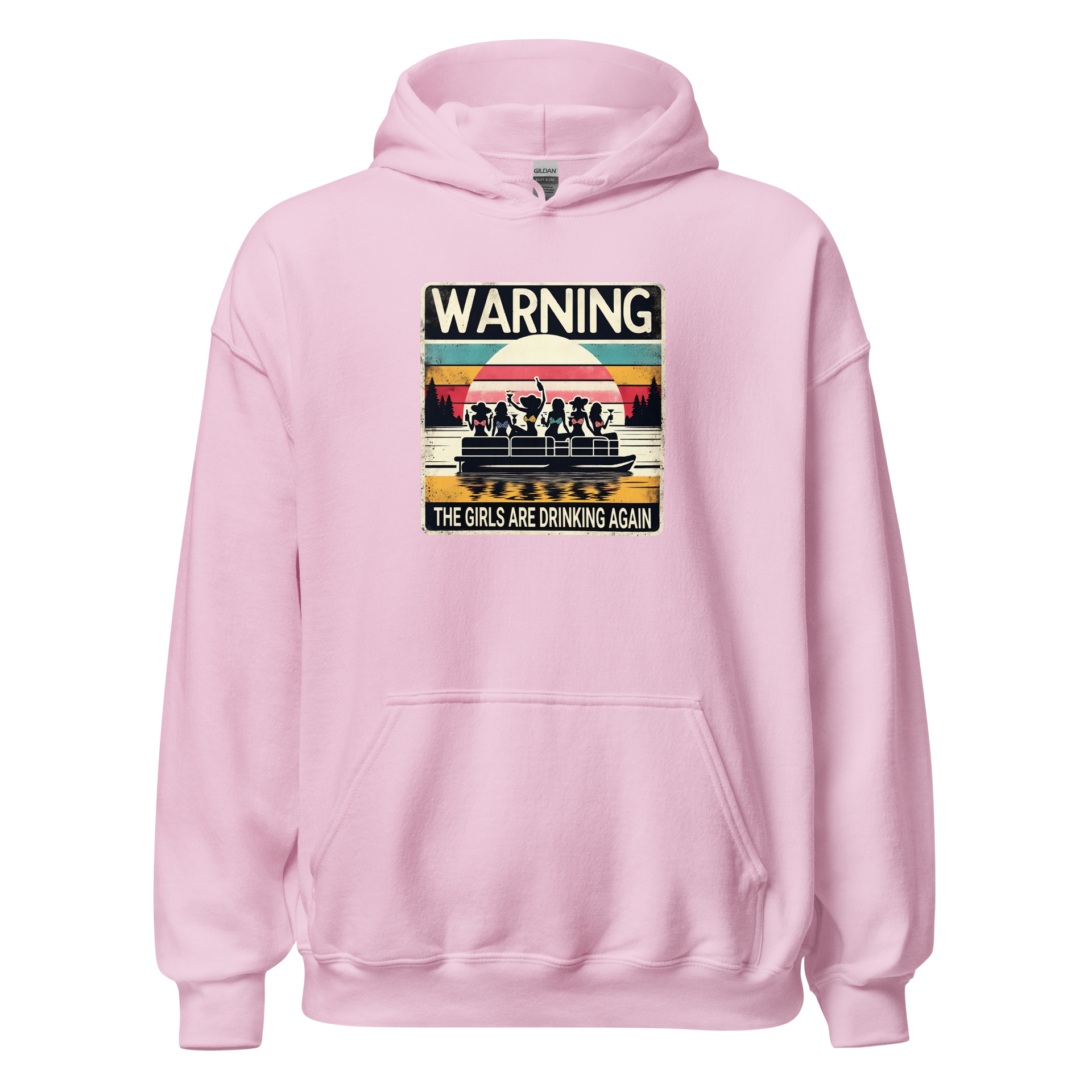 Embrace fun with the "Warning: The Girls Are Drinking Again" hoodie. Perfect for cool lake nights or casual fun. Cozy & stylish with a vibrant design.