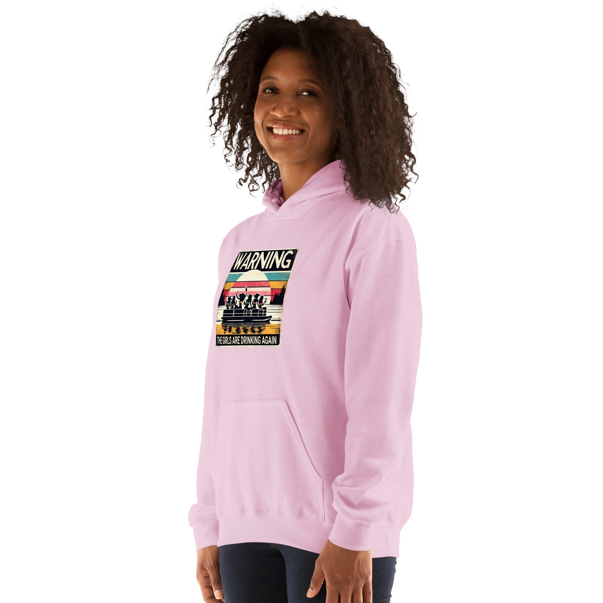 Embrace fun with the "Warning: The Girls Are Drinking Again" hoodie. Perfect for cool lake nights or casual fun. Cozy & stylish with a vibrant design.