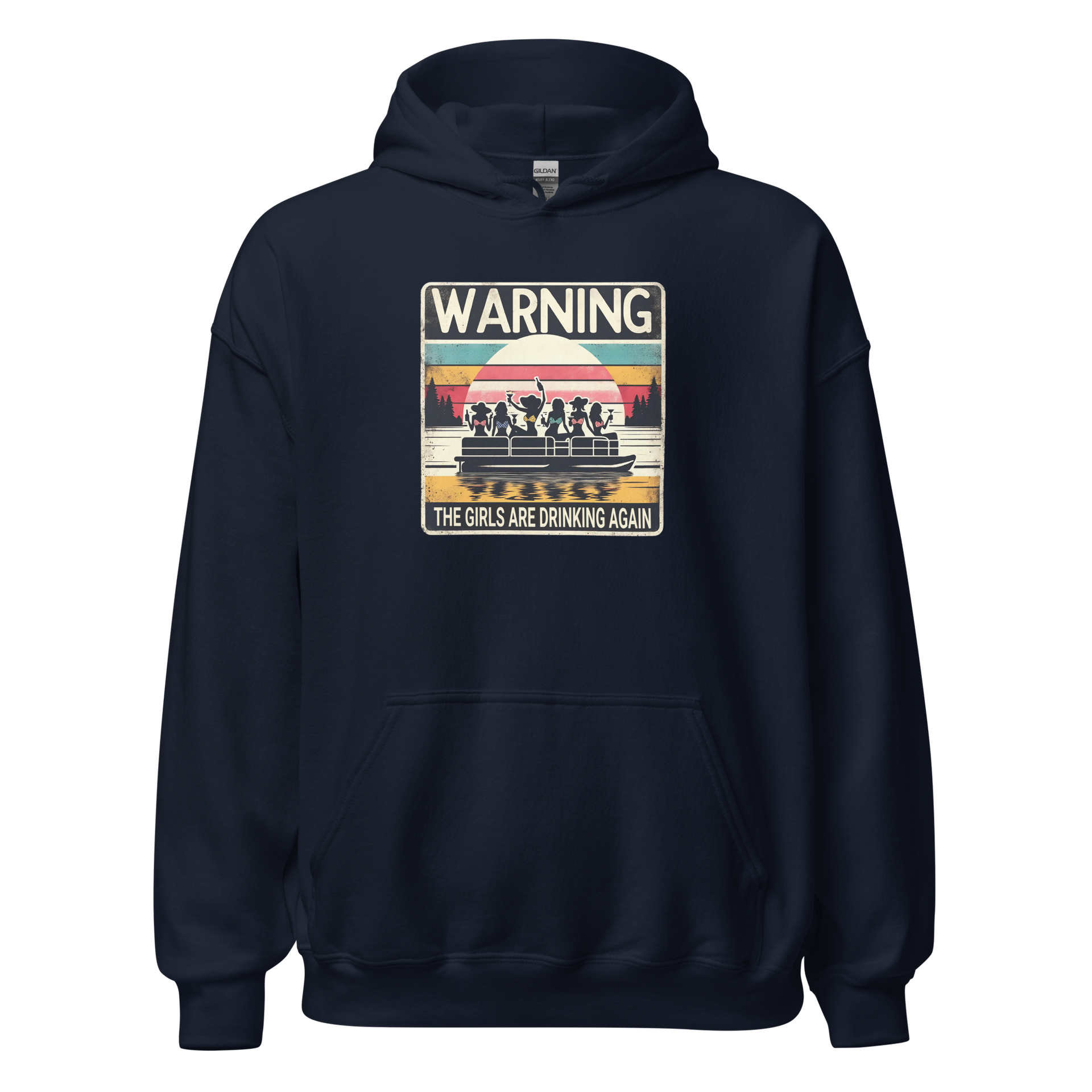 Embrace fun with the "Warning: The Girls Are Drinking Again" hoodie. Perfect for cool lake nights or casual fun. Cozy & stylish with a vibrant design.