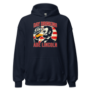 Gear up for the 4th with our Day Drinking Like Abe Lincoln Hoodie. Perfect for celebrations, offering comfort & patriotic flair.