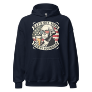 Celebrate Independence Day with our George Washington beer hoodie. Perfect for 4th of July, cool nights, and casual outings. High-quality and patriotic.