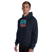 Cozy hoodie with "Weekend Forecast: Boating with a Chance of Drinking" in bright blue, pink, and green colors, perfect for chilly boating days.