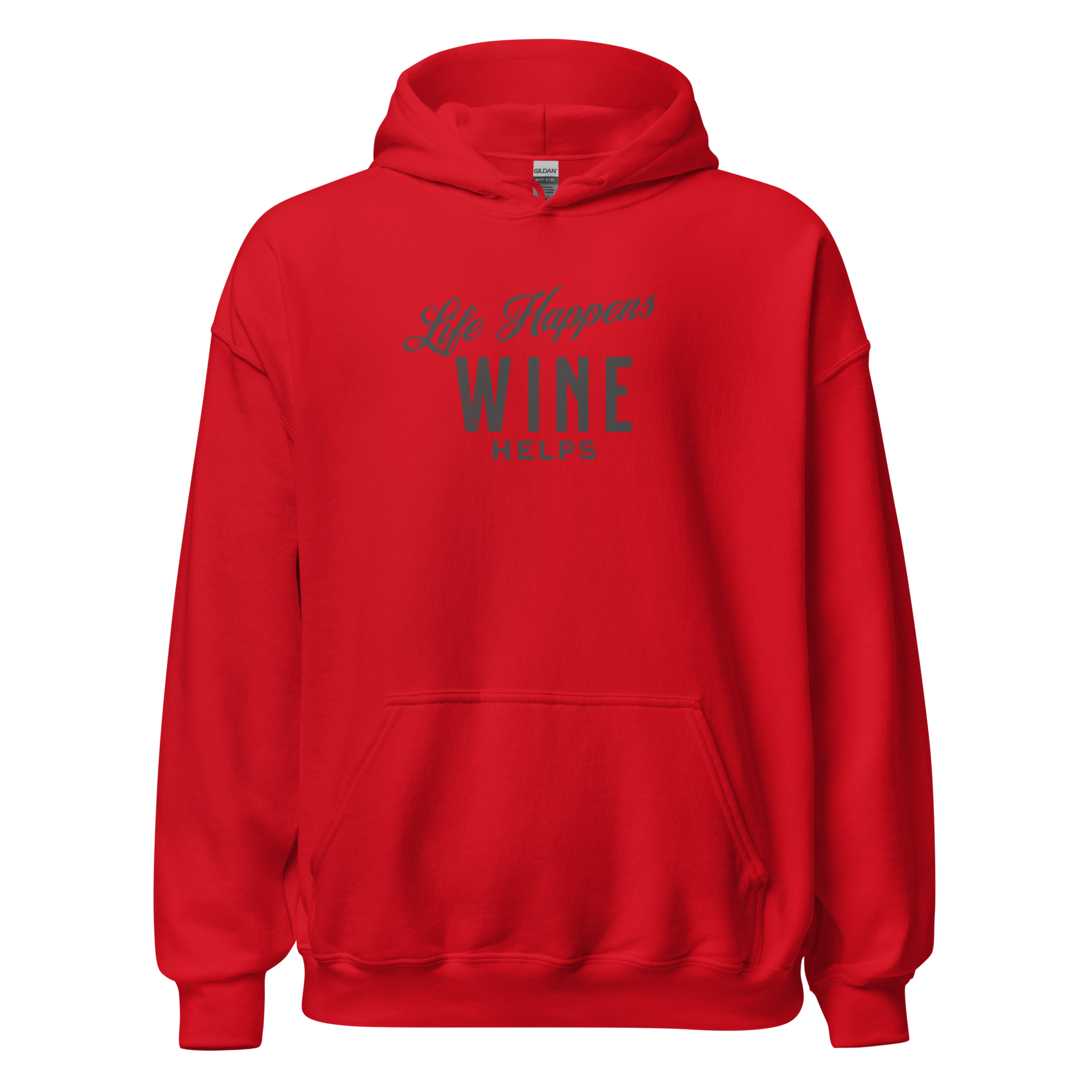 "Life Happens Wine Helps Hoodie - Cozy & Stylish""Find comfort & style in our 'Life Happens Wine Helps' Hoodie. Perfect for cooler evenings with a soft, smooth blend. Catch laughs & cozy vibes."