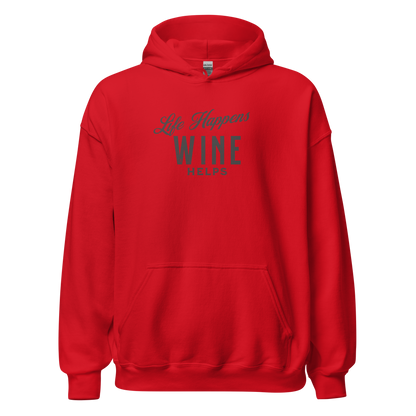 "Life Happens Wine Helps Hoodie - Cozy & Stylish""Find comfort & style in our 'Life Happens Wine Helps' Hoodie. Perfect for cooler evenings with a soft, smooth blend. Catch laughs & cozy vibes."