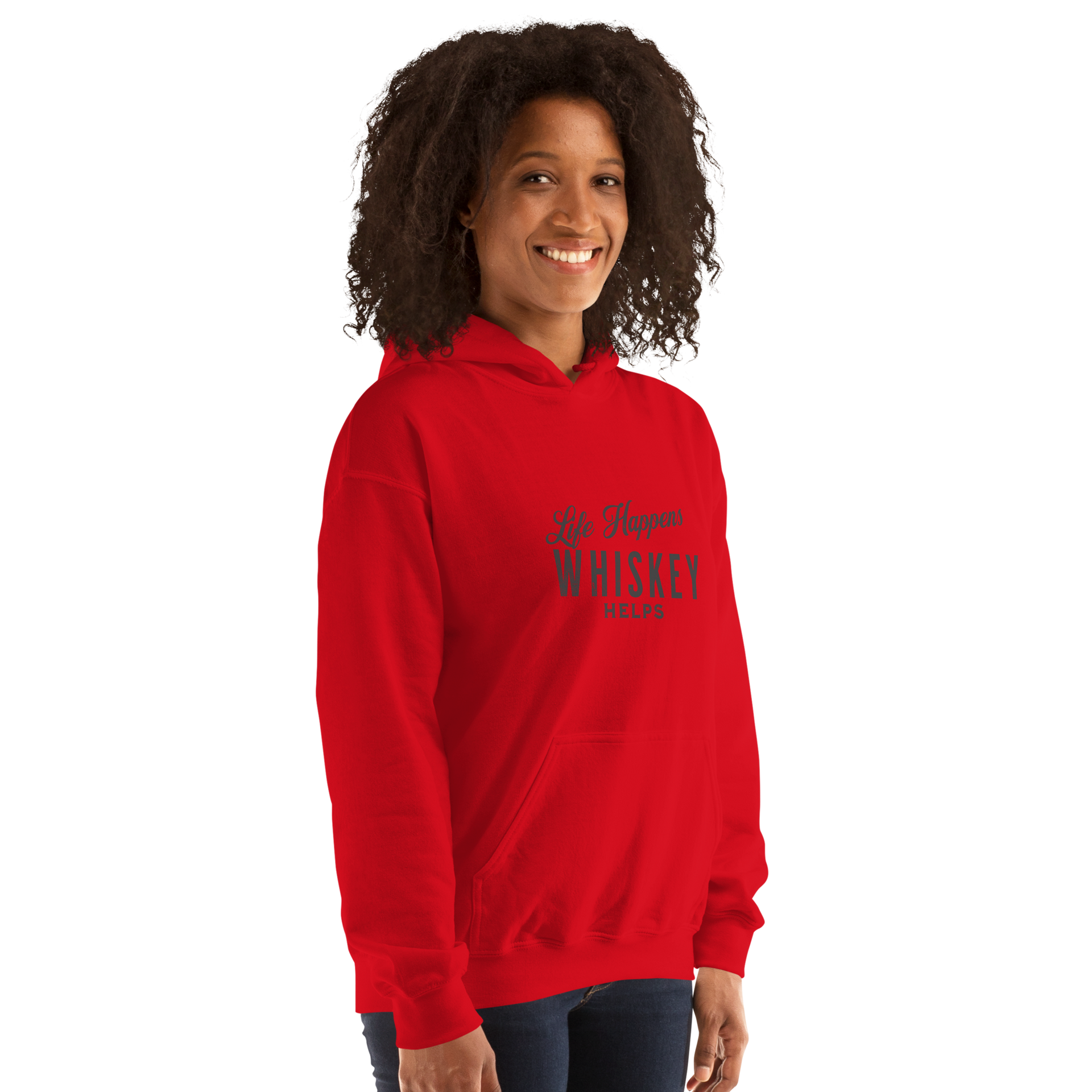 "Life Happens Whiskey Helps Hoodie: Stay Cozy & Stylish" DRINKING,HOODIE,MENS,New,UNISEX,WHISKEY,WOMENS Dayzzed Apparel