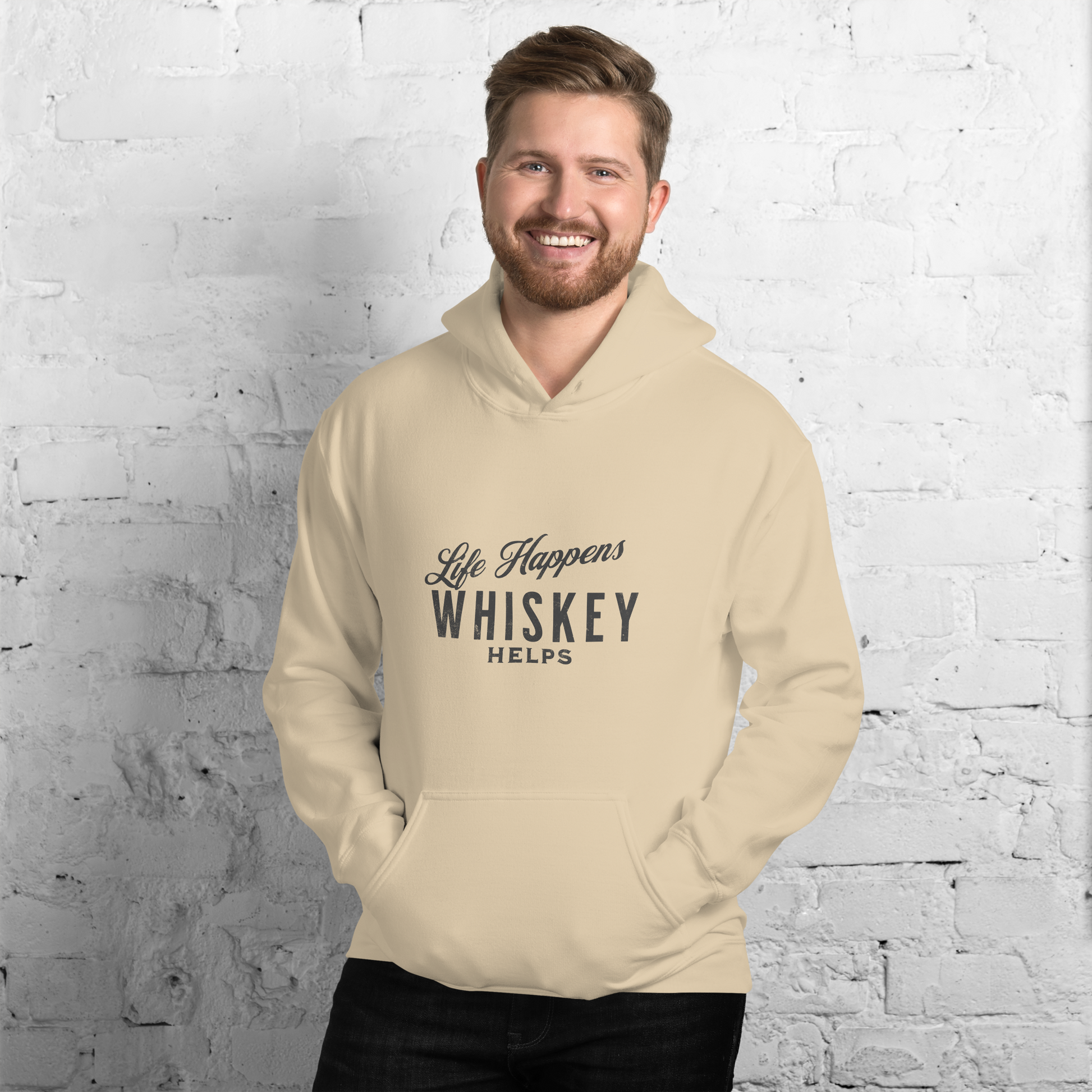 "Life Happens Whiskey Helps Hoodie: Stay Cozy & Stylish" DRINKING,HOODIE,MENS,New,UNISEX,WHISKEY,WOMENS Dayzzed Apparel