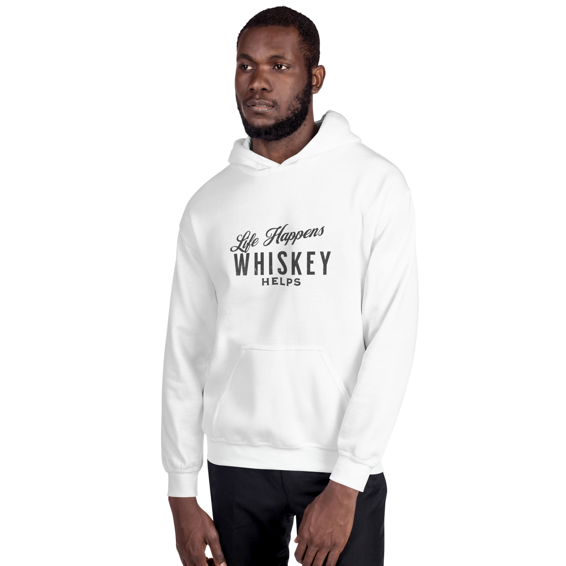 "Life Happens Whiskey Helps Hoodie: Stay Cozy & Stylish" DRINKING,HOODIE,MENS,New,UNISEX,WHISKEY,WOMENS Dayzzed Apparel