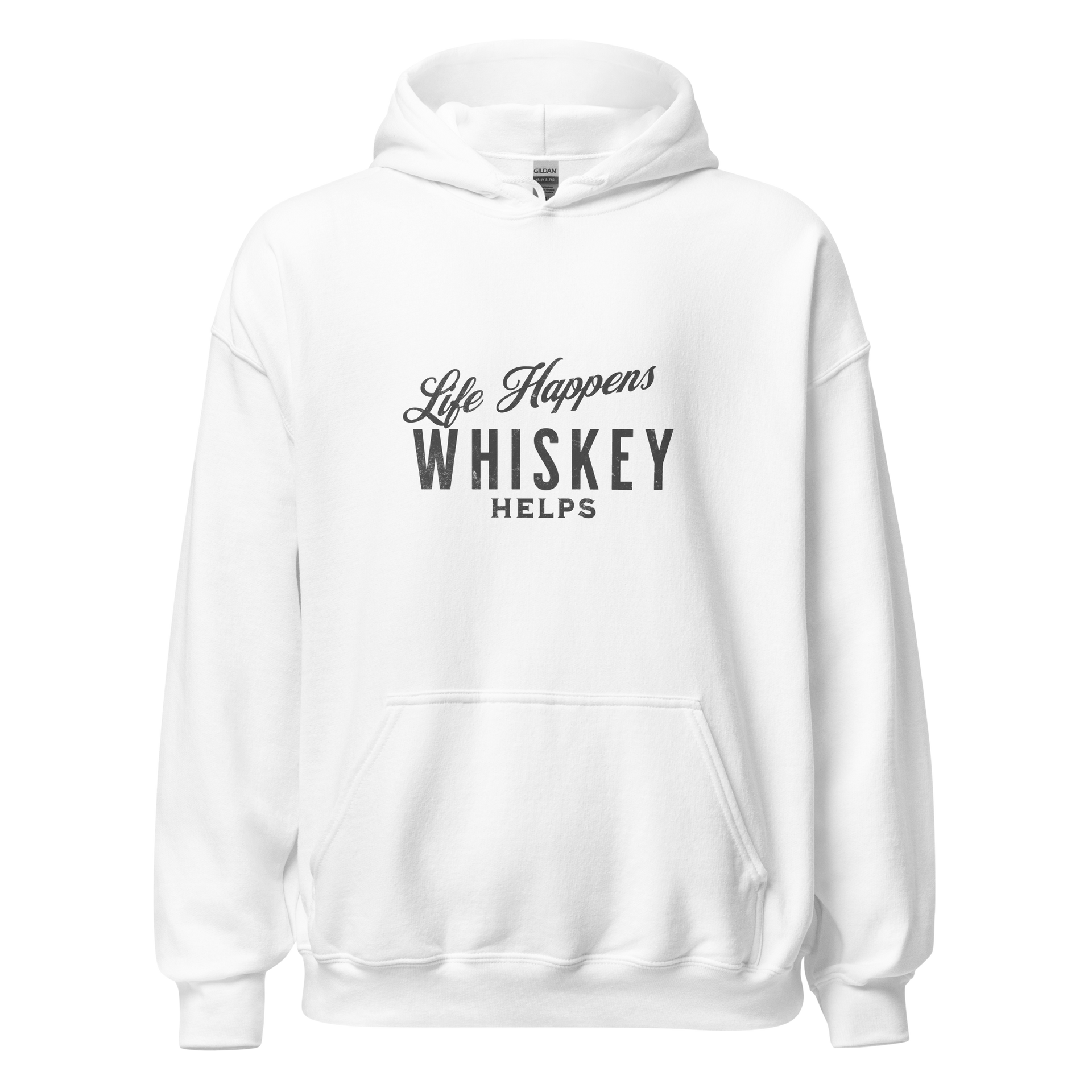 "Life Happens Whiskey Helps Hoodie: Stay Cozy & Stylish" DRINKING,HOODIE,MENS,New,UNISEX,WHISKEY,WOMENS Dayzzed Apparel