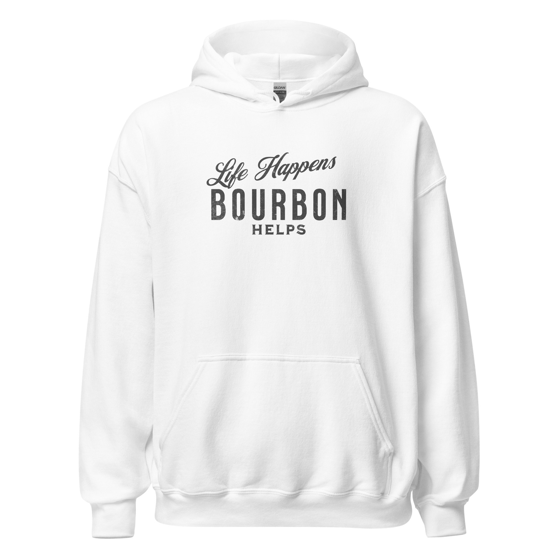 Life Happens Bourbon Helps Hoodie: Cozy & Stylish BOURBON,DRINKING,HOODIE,MENS,New,UNISEX,WOMENS Dayzzed Apparel